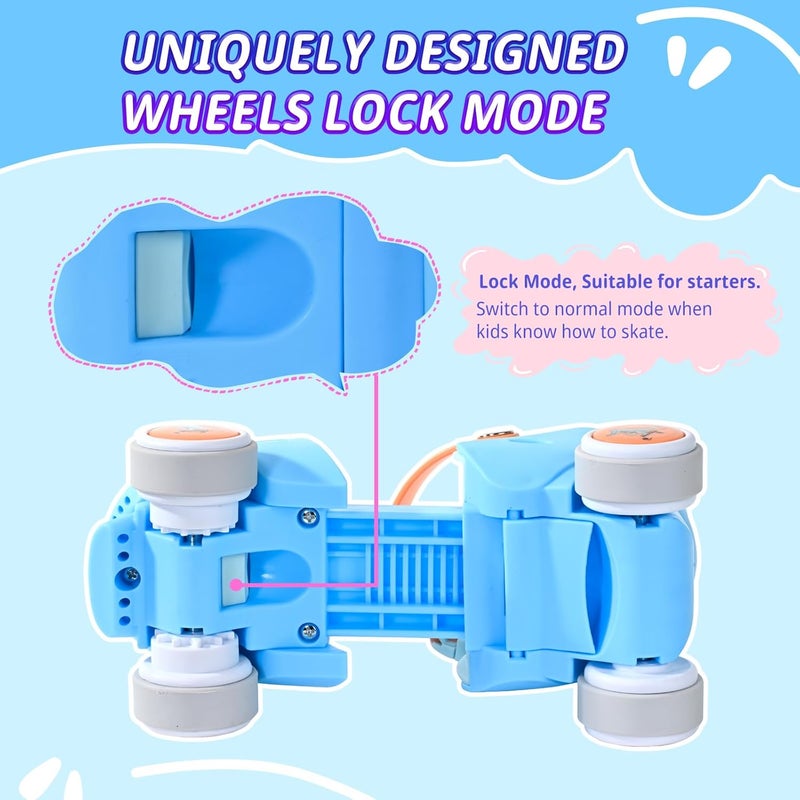 Mpoutik Kids Children's Adjustable Quad Roller Skates Wheels Lock Boys Girls Roller Skate for Beginners Toddlers Baby Age 2-6 Years Old - Image 2